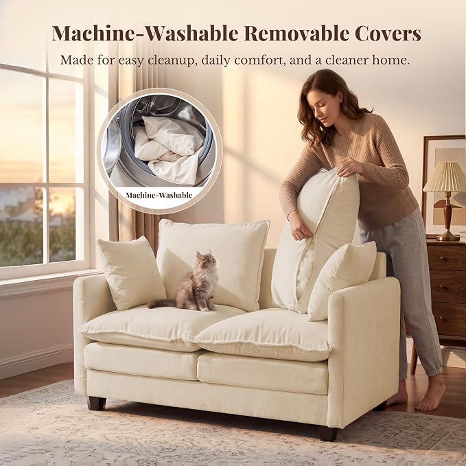 Loveseat Sofa with Cloud 3-Layer Cushion & 27" Deep Seat, Modern Small Couch - Image 5
