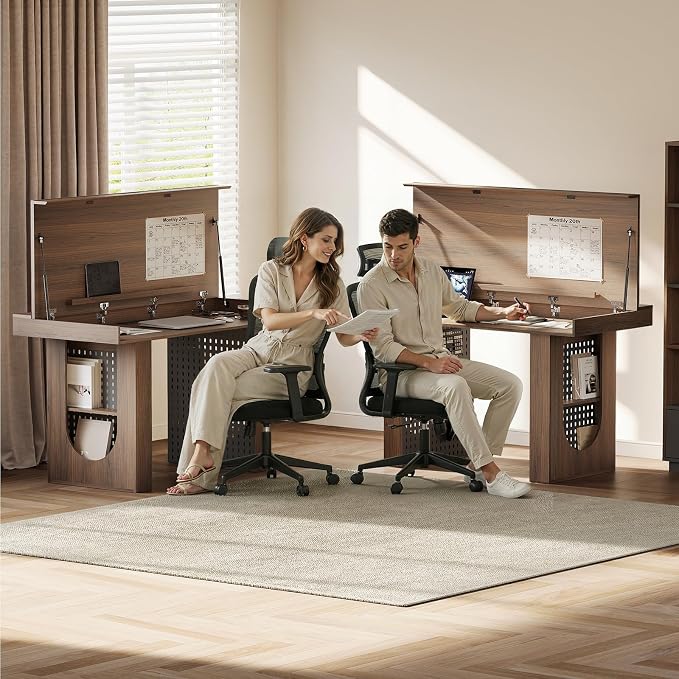 55" Convertible Computer Desk, 2-in-1 Flip-Top Desk & Dining Table - Image 9