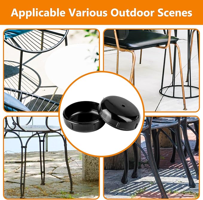 36-Pack Wrought Iron Patio Furniture Feet Caps 1-1/2 inch Round Plastic Outdoor - Image 12