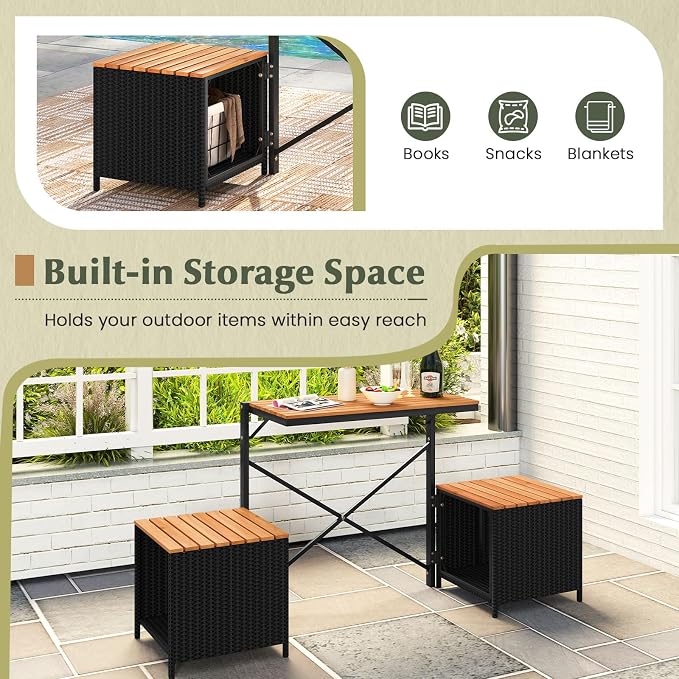 Tangkula 3-in-1 Convertible Bench Picnic Table, Outdoor Folding Table and - Image 5