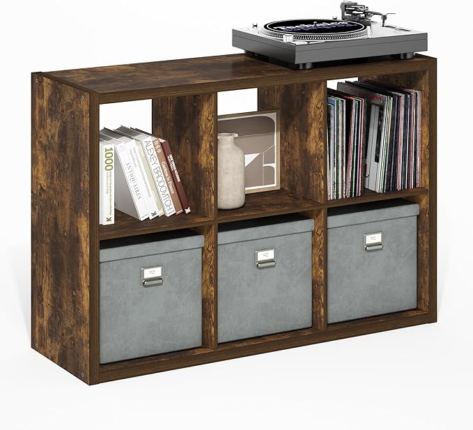 Furinno Cubicle Book Shelf, 6-Cube Bookshelf, Extra Thick Frame Horizontally & by Furinno-FitsYourSpaceFitsYourBudget