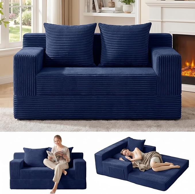 Erament Boneless Loveseat Convertible Sofa Bed, Folding Floor Futon Sleeper by Unknown