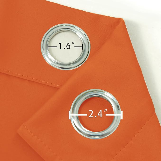 LEMOMO Orange Blackout Curtains 52 x 54 Inch Length/Set of 2 Curtain - Image 6