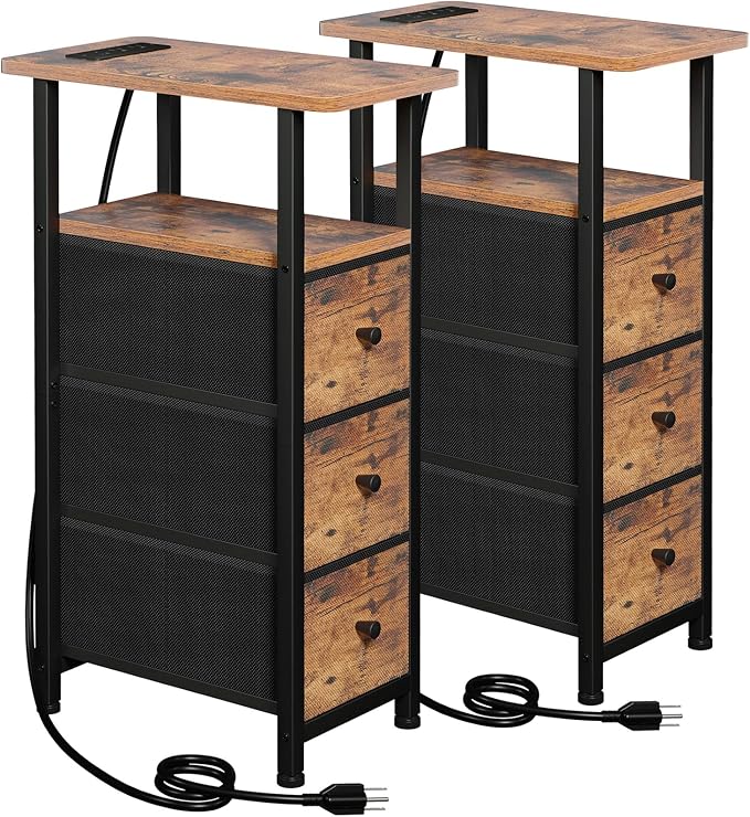 LOAKEKEL Narrow End Tables Living Room Set of 2 by LOAKEKEL