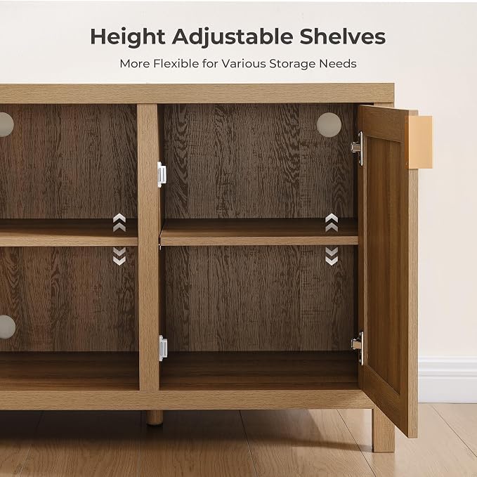 SICOTAS TV Stands for Living Room : Rattan TV Console Cabinet - Image 4