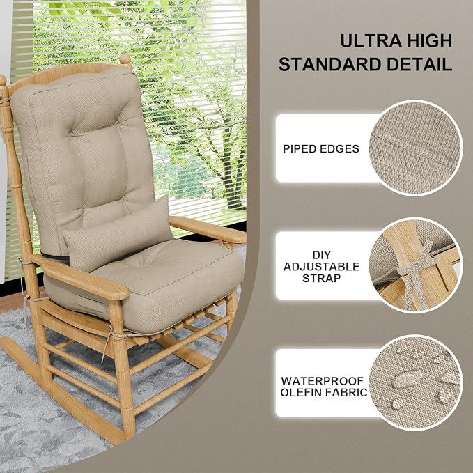 Rocking Chair Cushions with Pillow, Waterproof and Fade-Resistant Thicken - Image 6