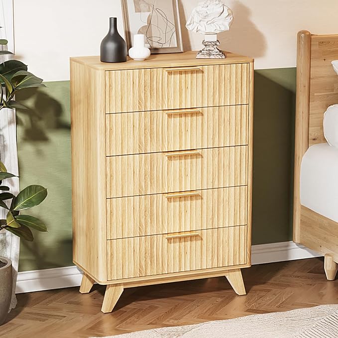 VINGLI Tall Dresser for Bedroom, Fluted Dresser Vertical Chest of Drawers - Image 7