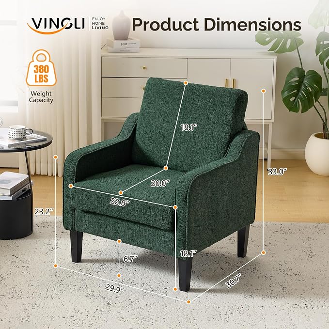 VINGLI Accent Chair for Living Room Chairs Reading Chair for Bedroom Chair - Image 3
