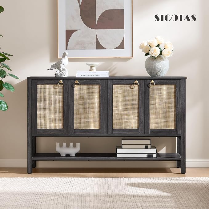 SICOTAS 55" Obsidian Sideboard Buffet Cabinet - Image 7