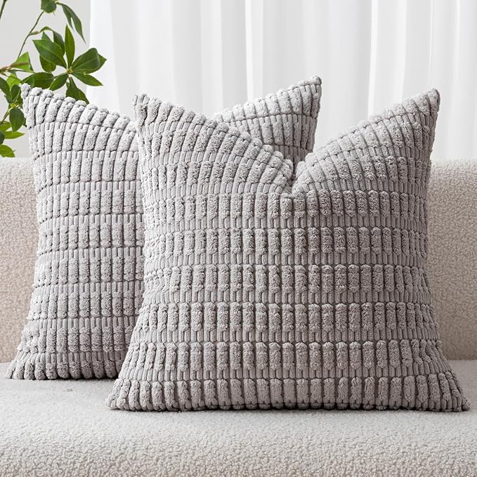 MIULEE Pack of 2 Corduroy Decorative Throw Pillow Covers 12x12 Inch Soft Boho by MIULEE