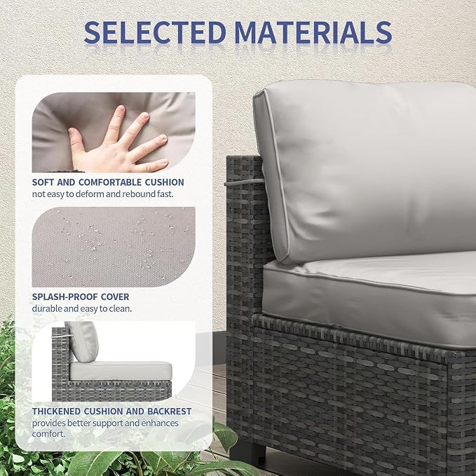 GarveeLife 7 Pieces Patio Furniture Set, Rattan Sectional Patio Sofa Set - Image 6