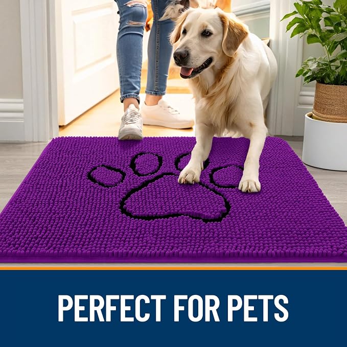 OLANLY Dog Door Mat for Muddy Paws 48x30, Paw Print Design, Absorbs Moisture - Image 6