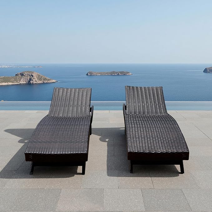 Set of Foldable Long Reclining Patio Seating Chairs, 2 Folding Chairs Patio - Image 2