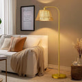 Oneach Arc Floor Lamp for Living Room, Rattan Boho Floor Lamp by Oneach