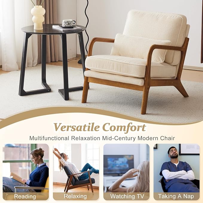 VINGLI Upgraded Premium Corduroy Accent Chairs Set of 2, Upholstered Arm Chair - Image 8