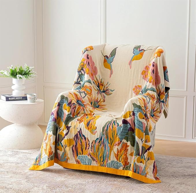 MSGKV Boho Throw Blanket for Couch and Sofa 50"x60" Cotton Throw Cover for - Image 2
