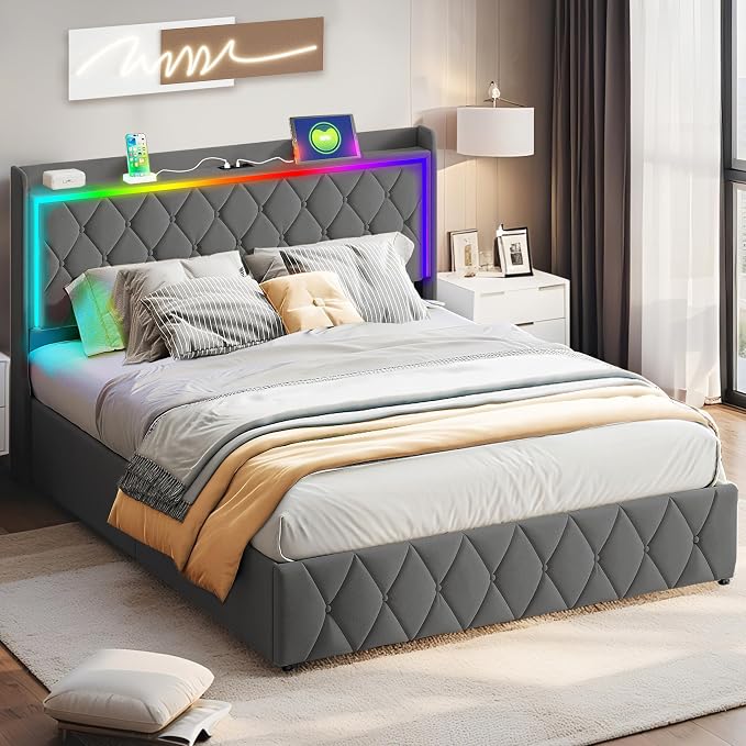 Modern Multi-Color LED Light Full Bed Frame - Image 3