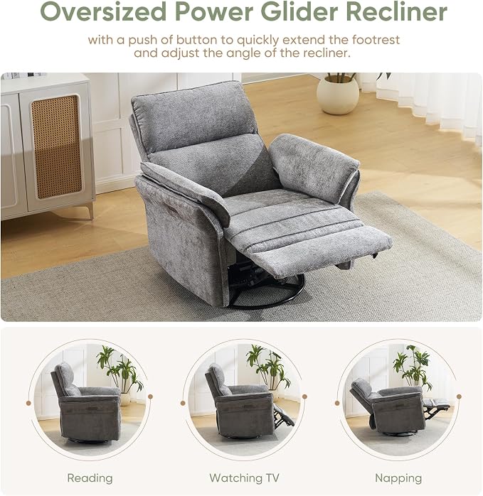 Power Swivel Rocker Recliner, Glider Recliner Nursery Chair - Image 5