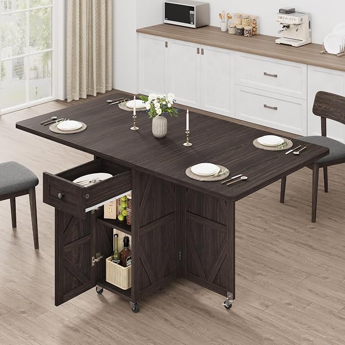 Jocoevol Space Saving Folding Dining Table, Farmhouse Foldable Dining Table by JOCOEVOL