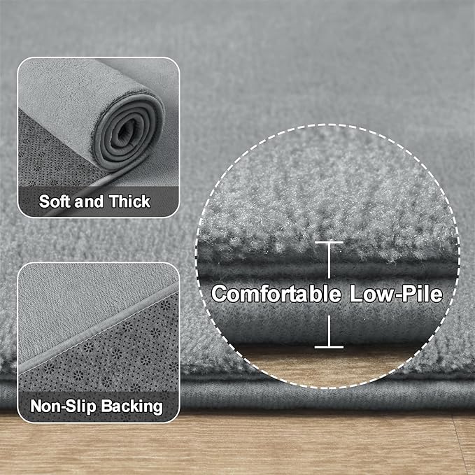 Amearea Grey Round Area Rugs 6ft Washable Circle Rugs - Image 3
