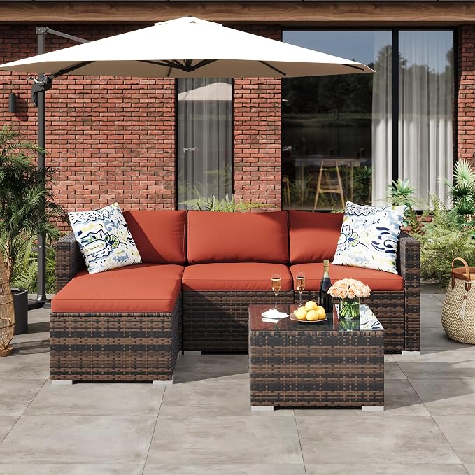 5-Piece Outdoor Sectional Sofa Set, All-Weather PE Rattan Patio Furniture - Image 3