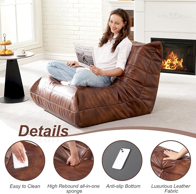 Hobestluk Giant Bean Bag Chair Lazy Floor Sofa, Memory Foam Fireside Sofa - Image 5