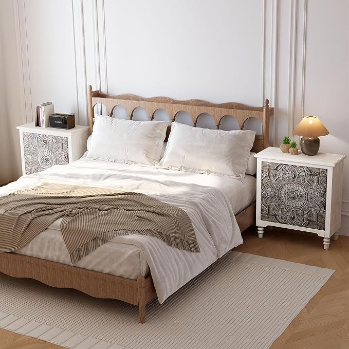 HOMPUS White 3 Drawer Dresser Set 2, Bedside Table Set of 2 - Image 2