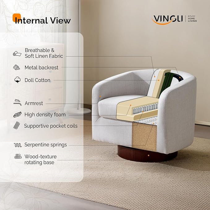 VINGLI 360°Swivel Accent Chairs Set of 2 - Image 7