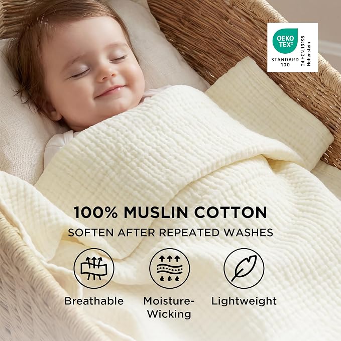 Bedsure 100% Cotton Muslin Blankets - Image 2