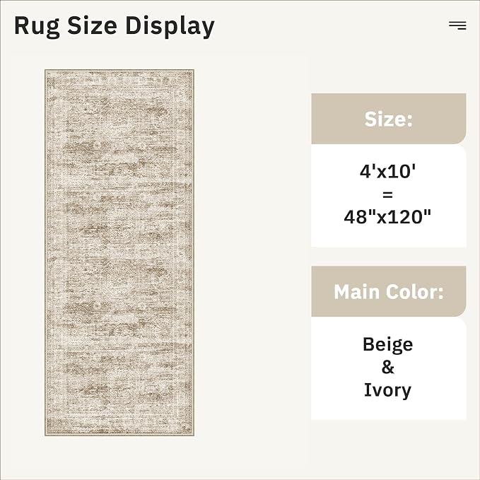 4x10 Wide Hallway Runner Rug: Washable Soft Rug Runners - Image 5