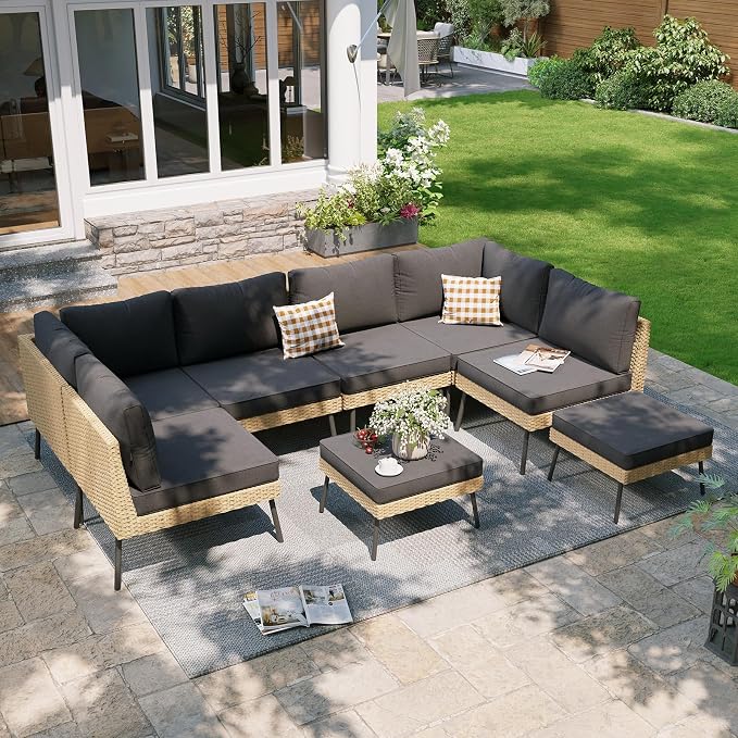 Aoxun 8-Piece Patio Furniture Set, Wicker Outdoor Furniture by Aoxun