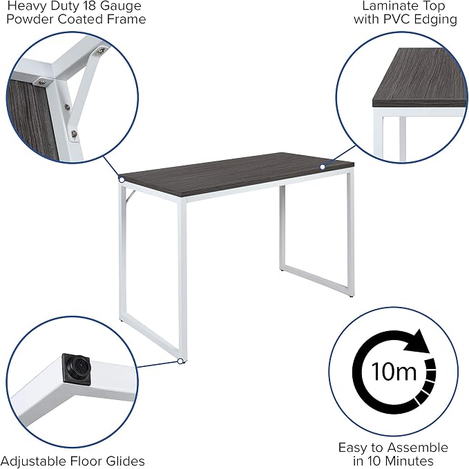 EMMA + OLIVER Industrial Modern Desk-47"L Commercial Grade Home Office - Image 5