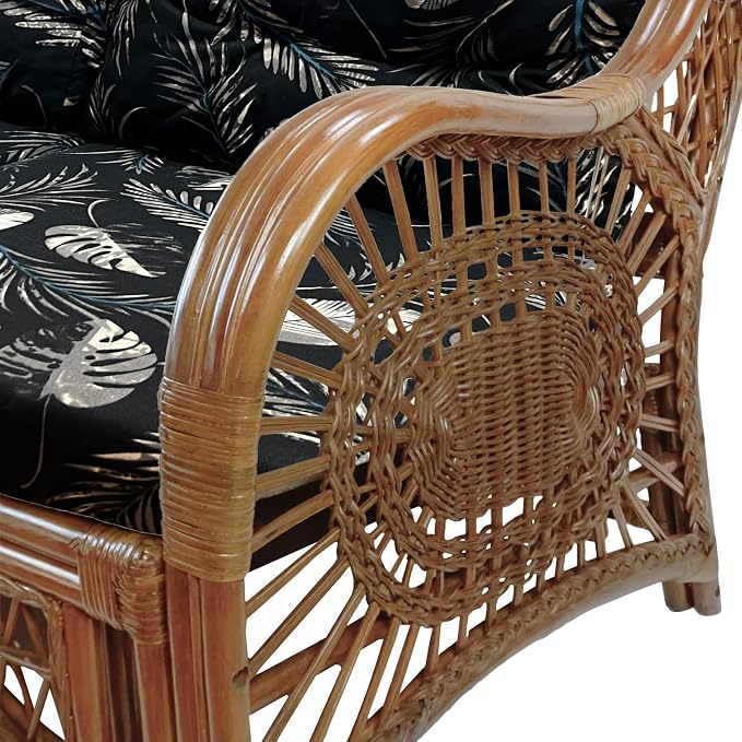 Malibu Lounge Set of 4: 2 Natural Rattan Wicker Chairs, Three-Seater Sofa and - Image 7
