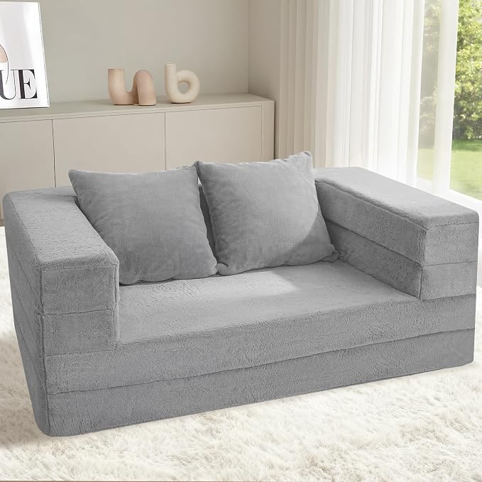 Futon Sofa Bed with Pillow, 3-in-1 Sleeper Sofa Bed with Removable Cover - Image 2
