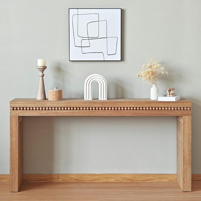 64" Wood Console Table for Entryway, Modern Sofa Table Behind Couch - Image 3