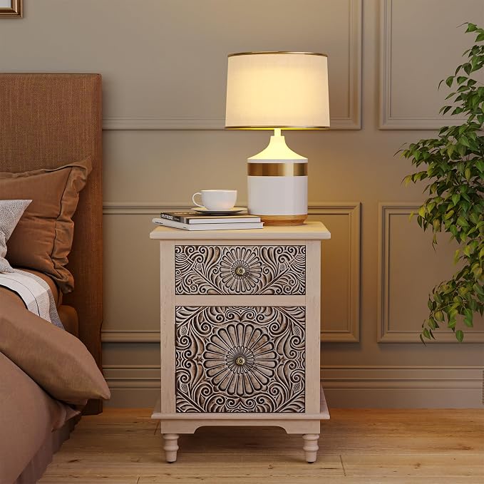 SUNBURY End Table Living Room Small Side Table w Drawer, 2-Tier MDF Living Room - Image 8