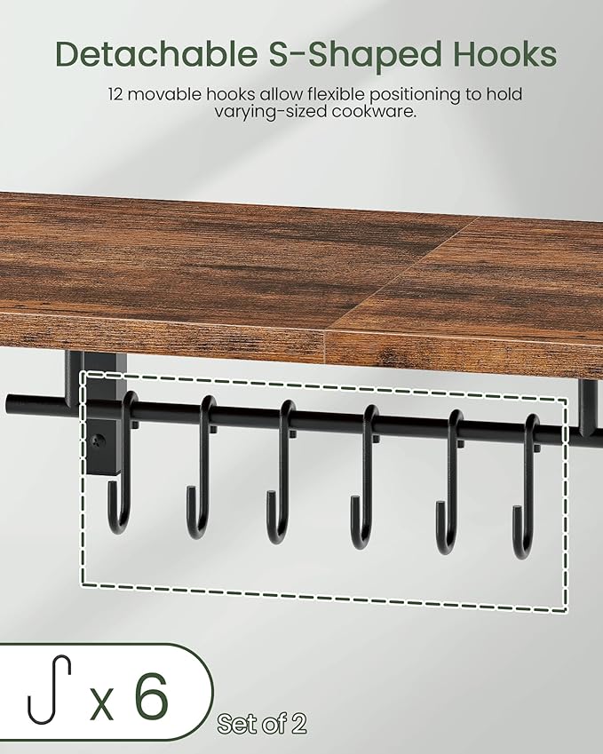 CHOEZON Wall-Mounted Pot Racks, Floating Shelves, Wall Shelves, Vintage Pot - Image 6