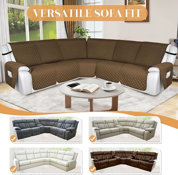 HDCAXKJ 100% Waterproof Reclining Sectional Couch Covers L Shape Recliner Sofa - Image 6