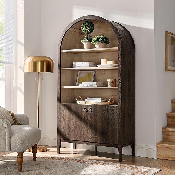 Modway Nolan Tall Arched Storage Display Cabinet in Dark Walnut - Image 2