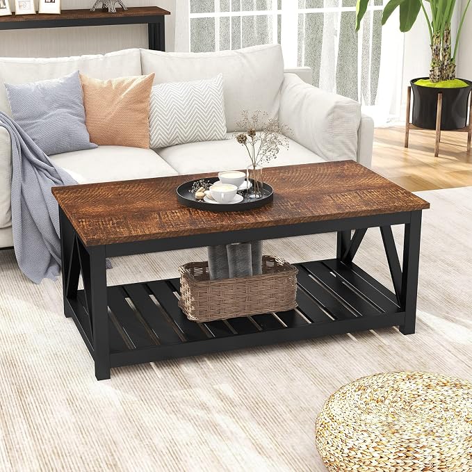 ChooChoo Black Coffee Table, Rustic Vintage Table - Image 4