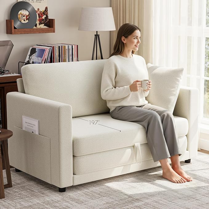 Convertible Sofa Bed, 2 in 1 Pull Out Loveseat Sleeper Sofa | 78.7” Folding - Image 2