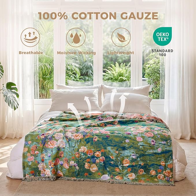 LUTBM Boho Throw Blanket for Couch Sofa Chair Summer Cotton Blankets for - Image 2