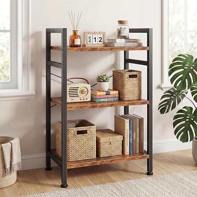 DUMOS 3 Tiers Open Bookshelf, Classic Freestanding Tall Display Shelf, Sturdy - Image 7