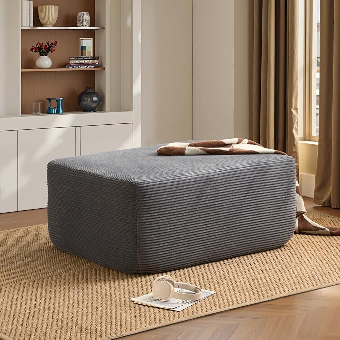 ovios 37" Corduroy Ottoman, Upholstered Cloud Ottoman by OVIOS
