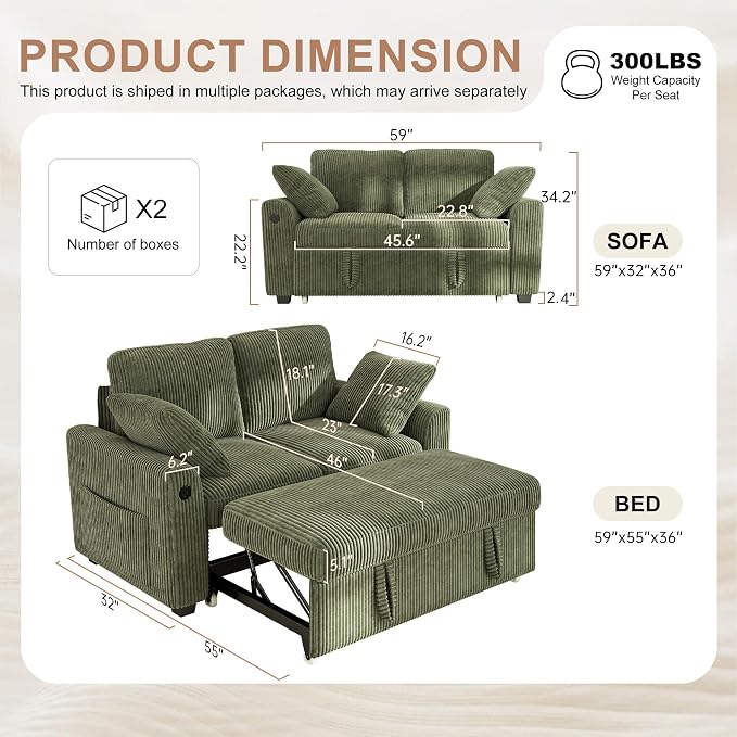 Hanherry 59" Loveseat Sofa - Image 3