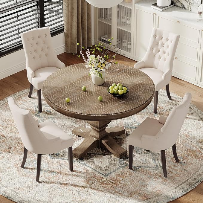 COLAMY Fabric Side Dining Chairs Set of 4, Wingback Upholstered Dining Room - Image 3