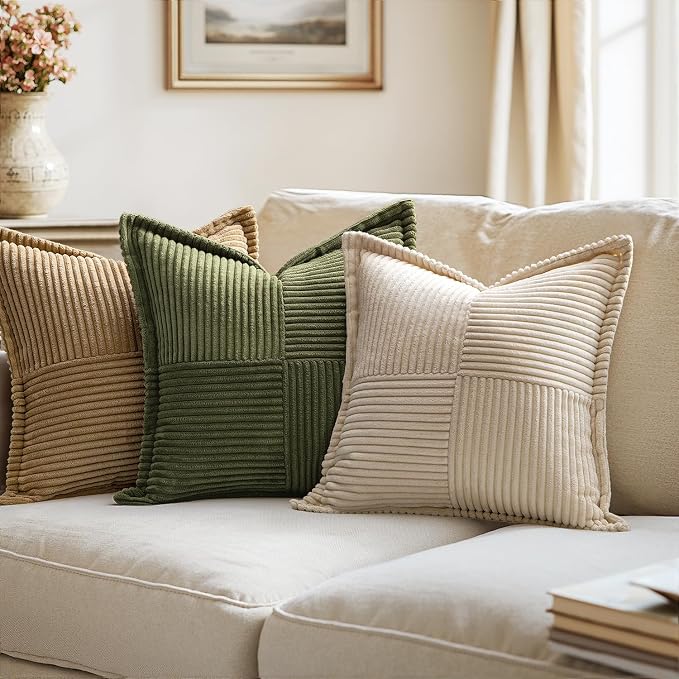 MIULEE Olive Green Corduroy Pillow Covers 16x16 Inch - Image 7
