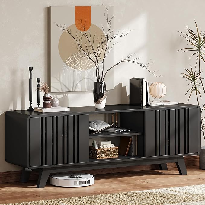 ONBRILL 63-Inch TV Stand for TVs up to 75 Inch, Mid-Century Modern Television - Image 7