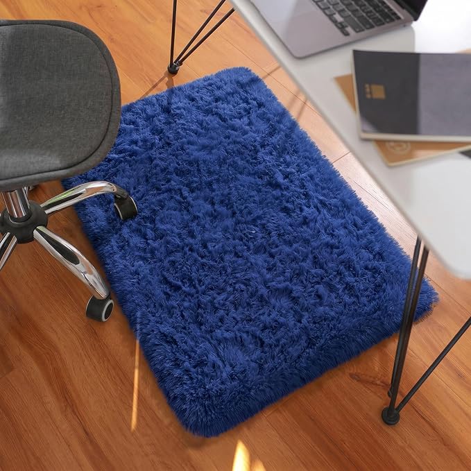 Ophanie Small Rug Washable Non Slip Throw Bedside Area Rugs, Fluffy Soft Blue - Image 6