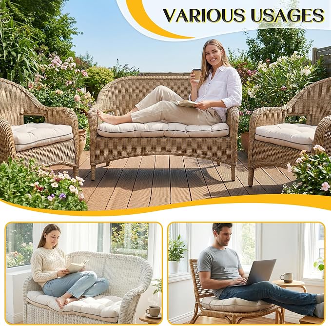 1 MIDDLE ONE Wicker Chair Cushions 3 Pieces Set - Image 7